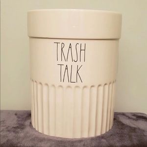 Rae Dunn TRASH TALK Ridged Garbage Can